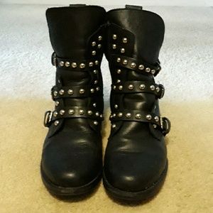 Black studded booties